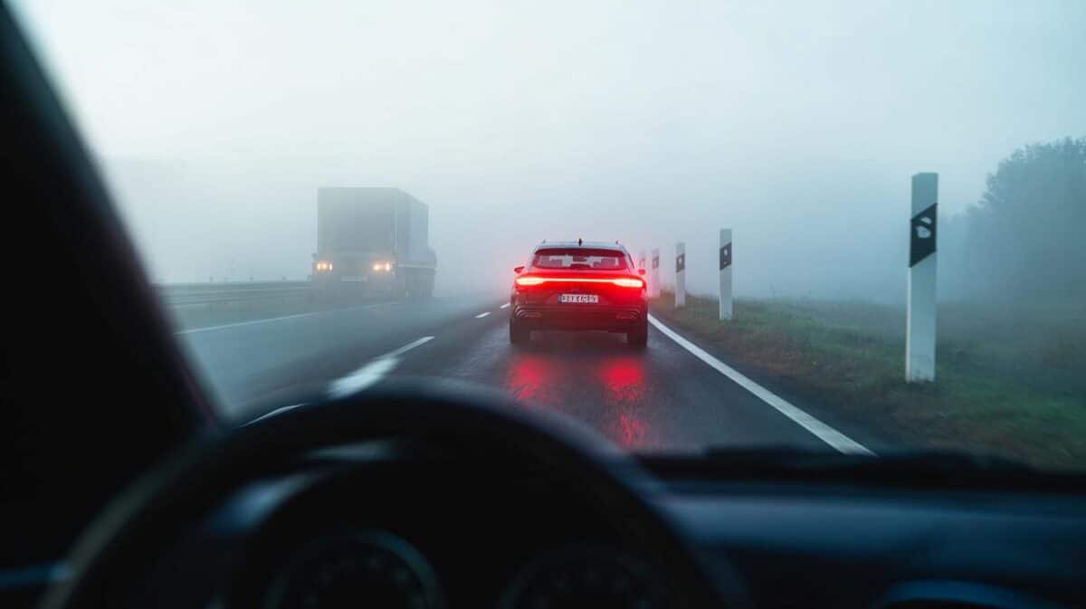 Nebel-Bußgeld: Warum das rote Rücklicht Sie plötzlich auf 50 km/h begrenzt